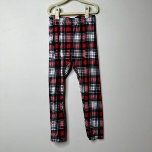 Wonder Nation Red/Black Plaid Leggings Girls Medium